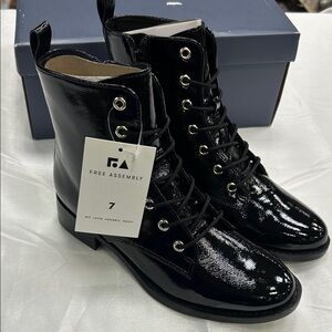 Free Assembly Glossy Black Combat Boots